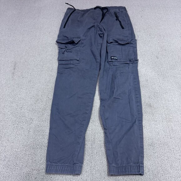 Hollister Cargo Skinny Joggers Gray Zip Pockets Men’s Size Small Drawstring - Picture 1 of 12